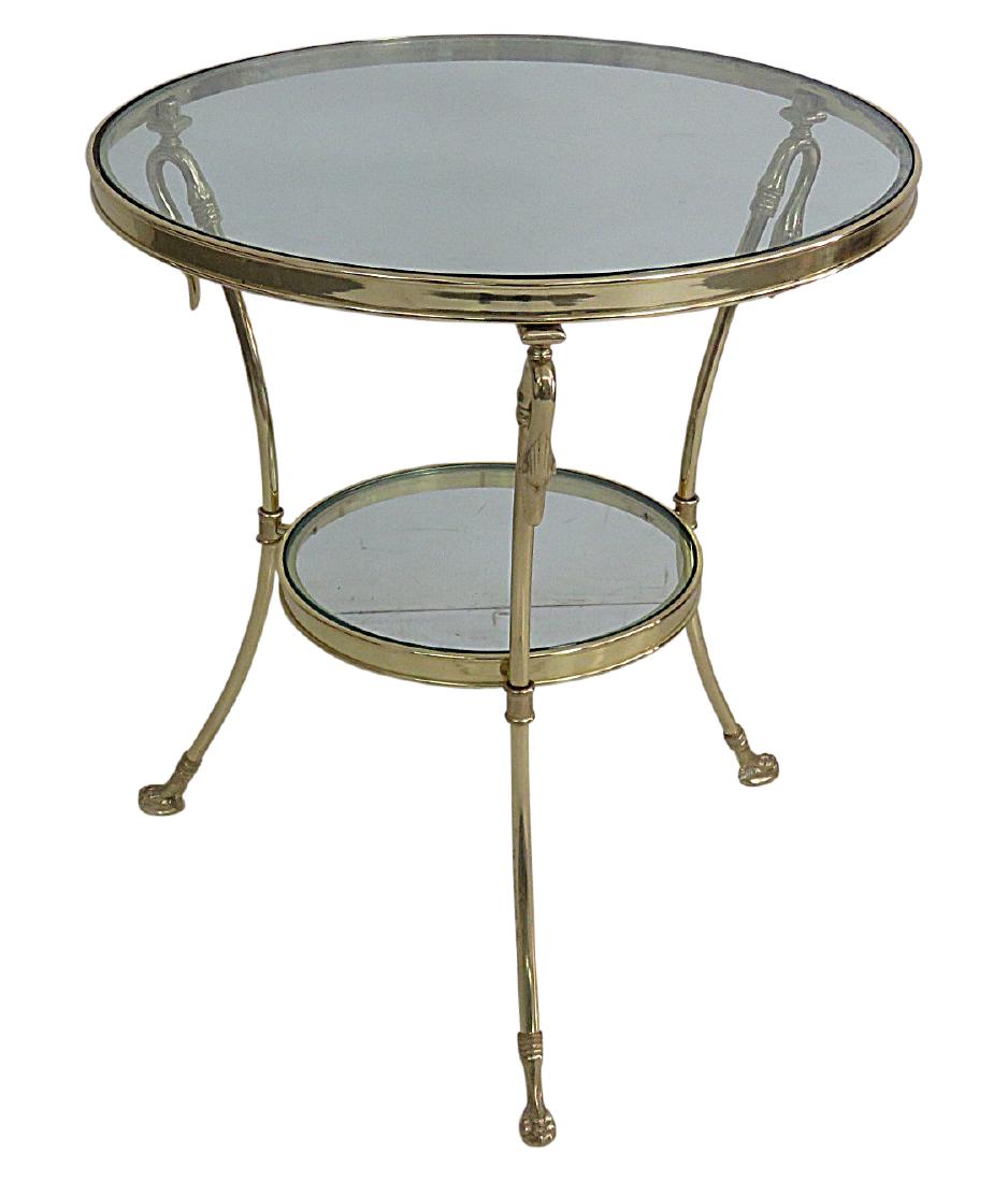JANSEN STYLE TWO TIER BRASS & GLASSTOP END TABLE (1 of 1)