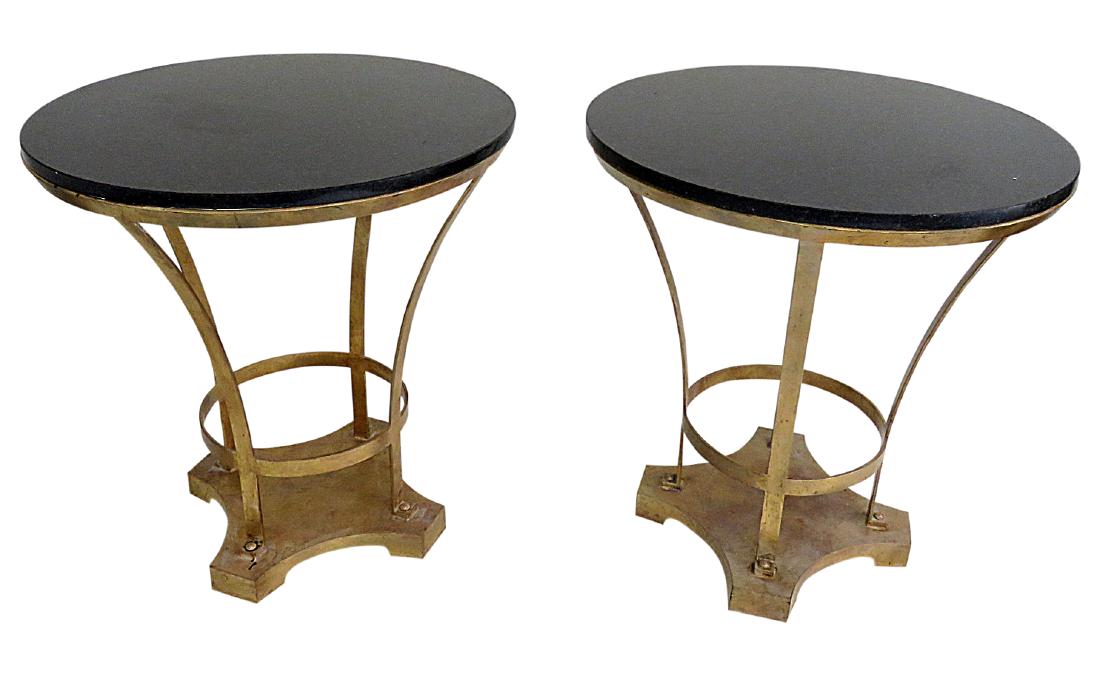 Pair GRANITE TOP JANSEN STYLE TABLES (1 of 6)