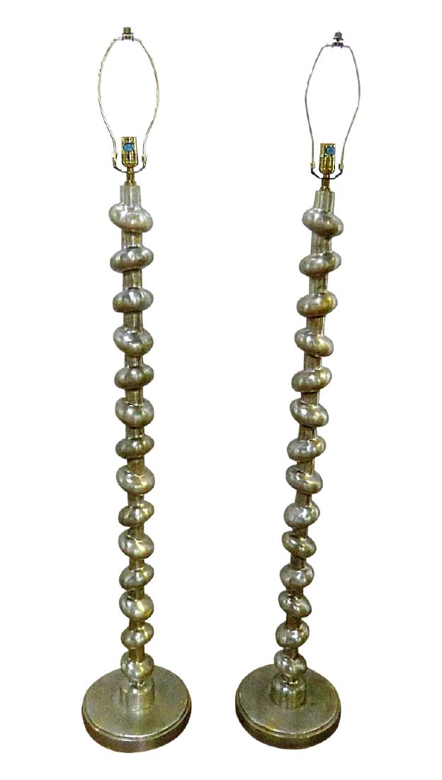 Pair SILVER LEAF SPIRAL FLOOR LAMPS (1 of 4)