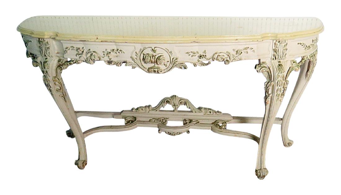 PAINT DECORATED FRENCH CARVED CONSOLE (1 of 5)