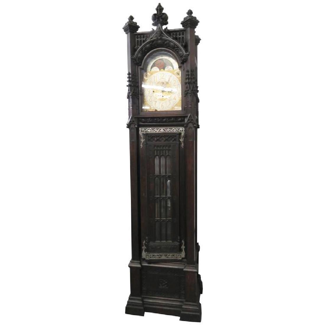 Gothic Style Carved Grandfather's Clock (1 of 10)