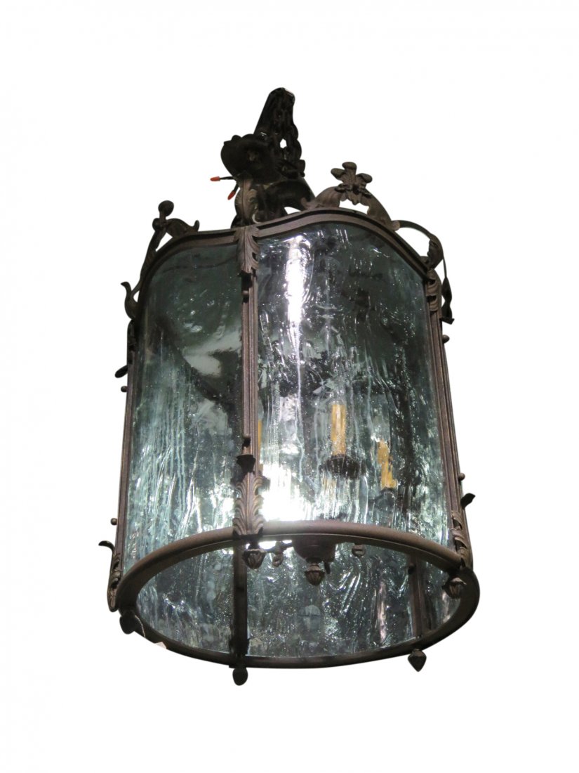 DISTRESSED METAL LANTERN CHANDELIER (1 of 5)