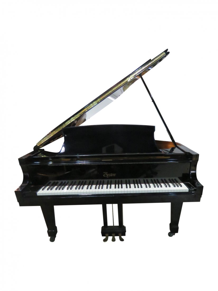 BOSTON DESIGN PIANO by STEINWAY & SONS: Ebonized baby grand on wheels. 39 3/4"h x 60 3/4"w x 76 1/2"d