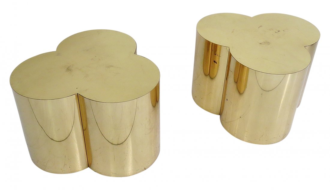 Pair KARL SPRINGER STYLE CLOVER DRUM TABLES (1 of 4)