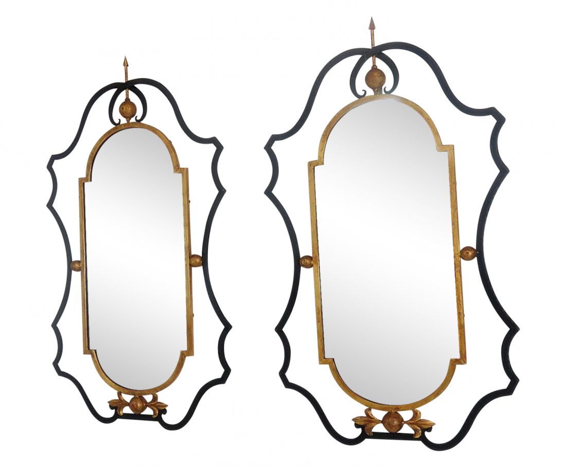 Pair IRON PARZINGER STYLE MIRRORS (1 of 6)