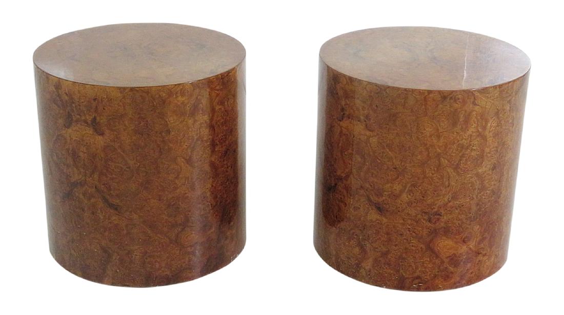 Pair BURL WALNUT BAUGHMAN STYLE TABOURETS (1 of 5)