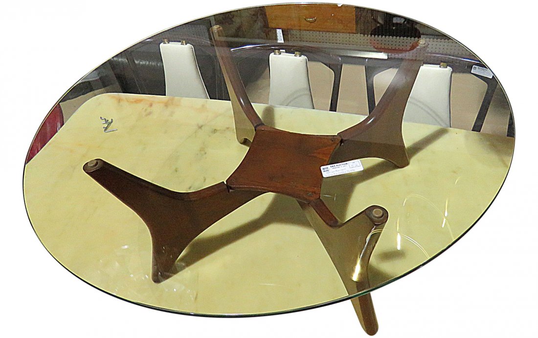 ADRIAN PEARSALL GLASS TOP PLANTER TABLE. (1 of 5)