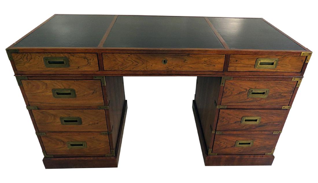 CAMPAIGN STYLE LEATHERTOP DESK (1 of 4)