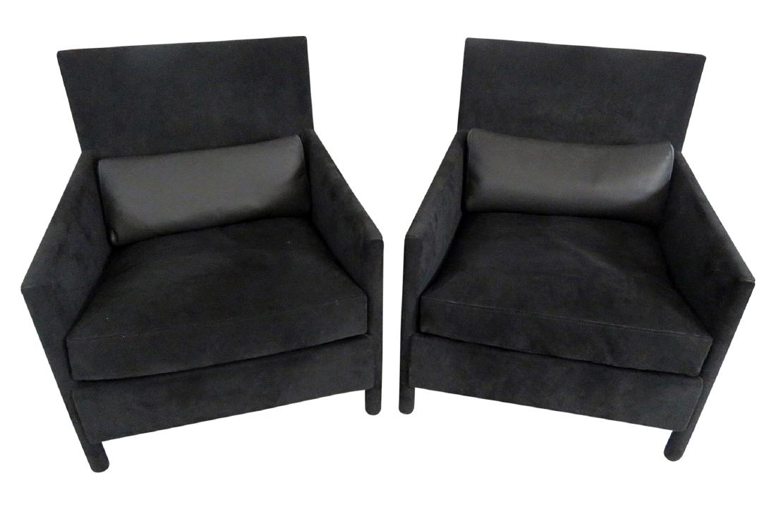 Pair MOLTENI & C FAUX SUEDE ARM CHAIRS (1 of 6)