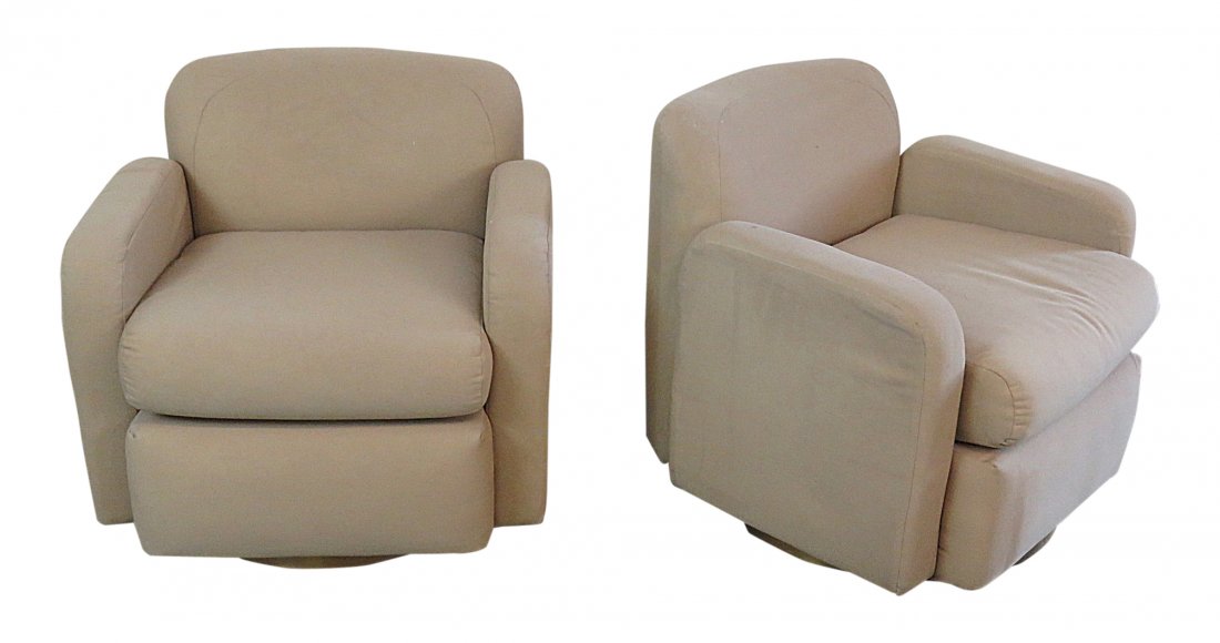 Pair THAYER COGGIN SWIVELING CLUB CHAIRS (1 of 5)