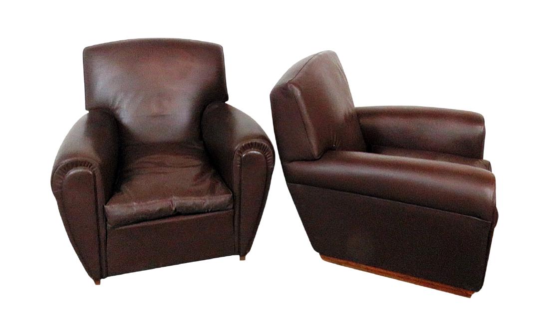 Pair POLTRONA FRAU LEATHER DECO CLUB CHAIRS (1 of 3)