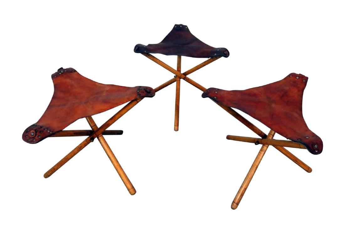 3 CAMPAIGN STYLE STOOLS (1 of 5)