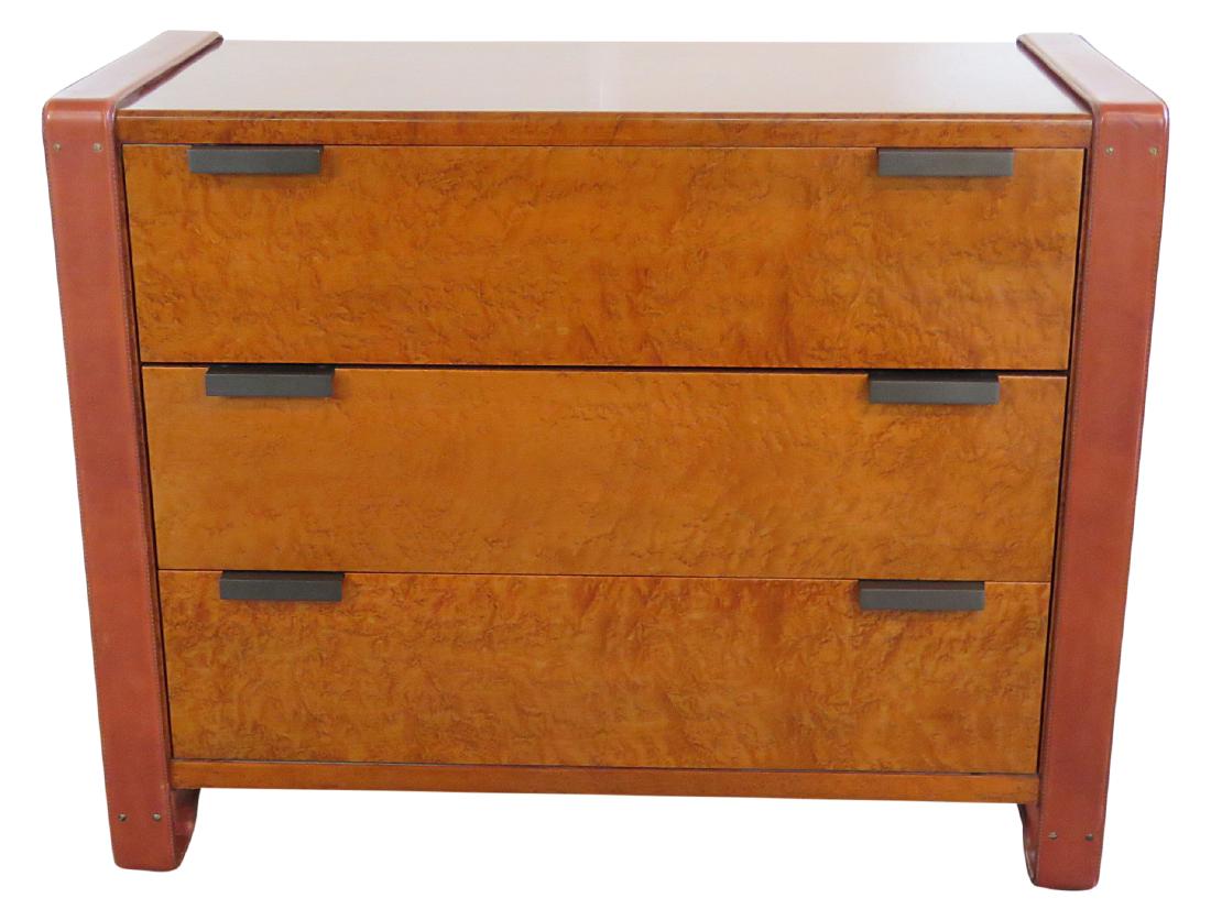 ADNET STYLE BURL WALNUT CHEST (1 of 8)