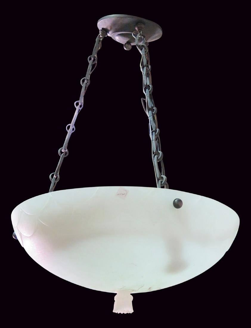 ART DECO STYLE ALABASTER CHANDELIER: 36"h x 27"diameter