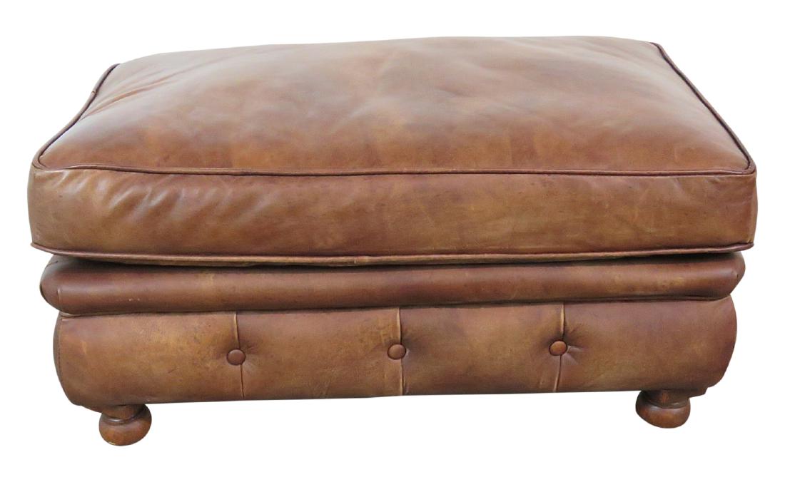 RESTORATION HARDWARE LEATHER OTTOMAN (1 of 6)