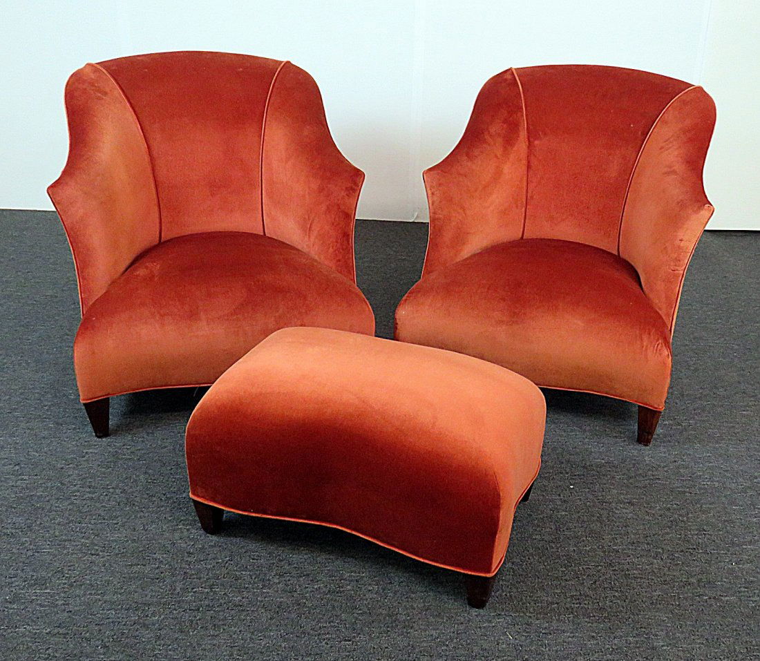 Pair DONGHIA LOUNGE CHAIRS W/ OTTOMAN (1 of 5)