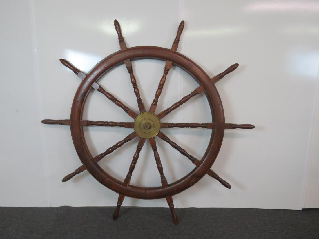 ANTIQUE WOODEN SHIPS WHEEL (1 of 12)