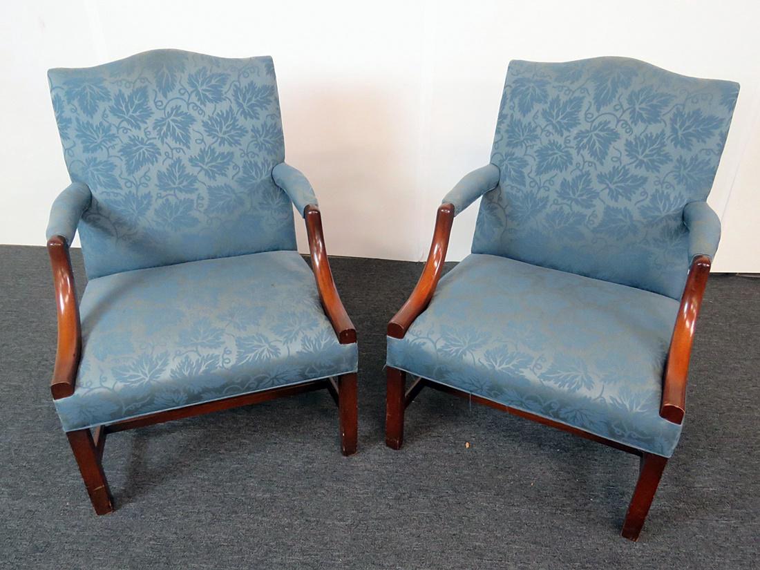 Pair GEORGIAN STYLE LOLLING ARM CHAIRS (1 of 9)
