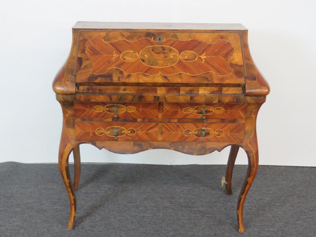 ANTIQUE ITALIAN INLAID OLIVEWOOD DESK (1 of 17)