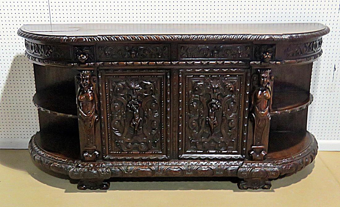 R.J HORNER STYLE FIGURAL CARVED SIDEBOARD (1 of 4)