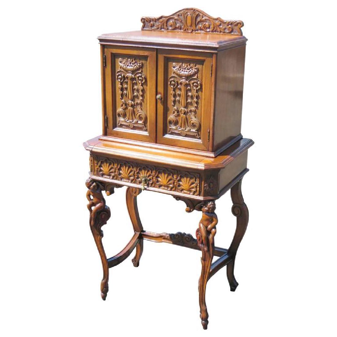 Victorian Style Figural Carved Cabinet (1 of 7)