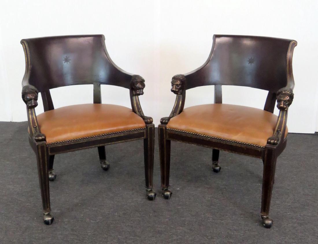 Pair MAITLAND SMITH LEATHER WRAPPED ARM CHAIRS (1 of 9)