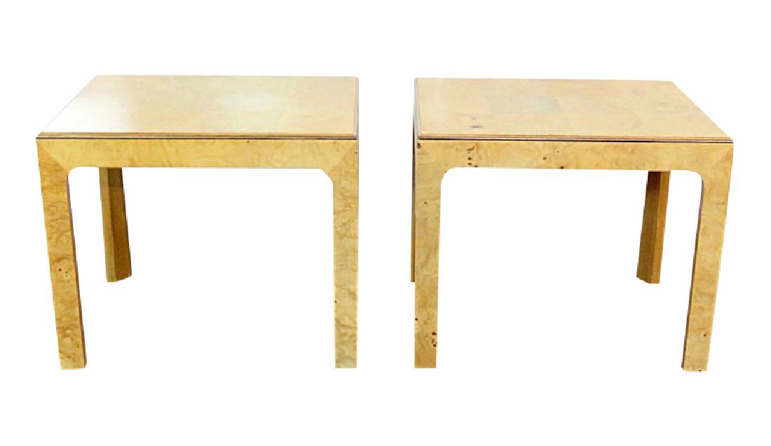 Pair BAUGHMAN INSPIRED HENREDON BURL WALNUT END TABLES (1 of 5)