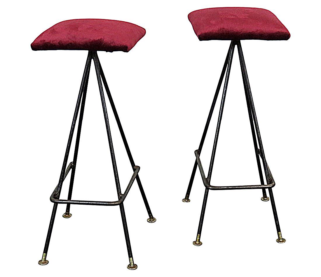 Pair PEARSALL STYLE UPHOLSTERED BAR STOOLS (1 of 4)