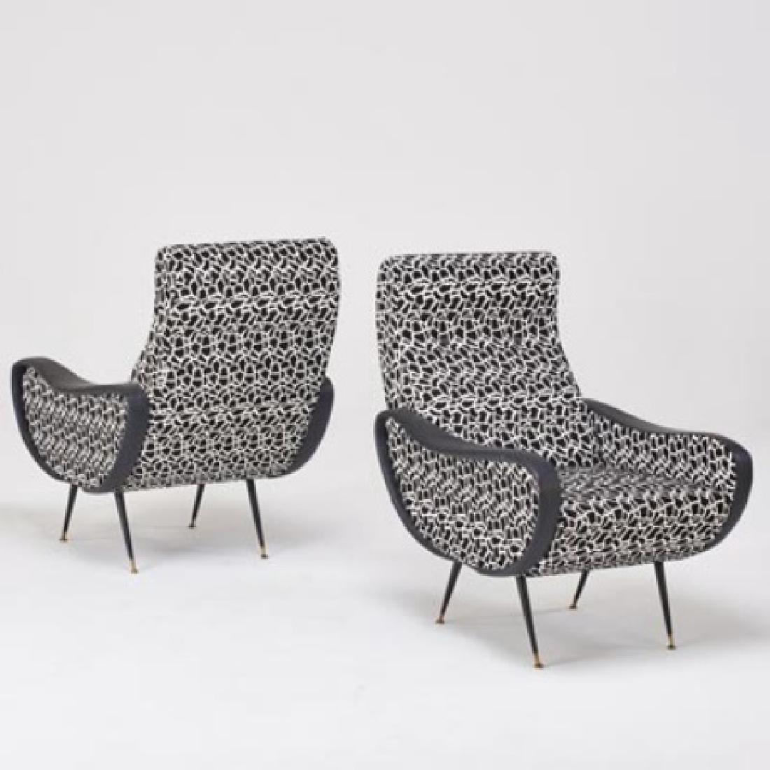 Pair ITALIAN STYLE CHAIRS w/FAUX HIDE (1 of 4)