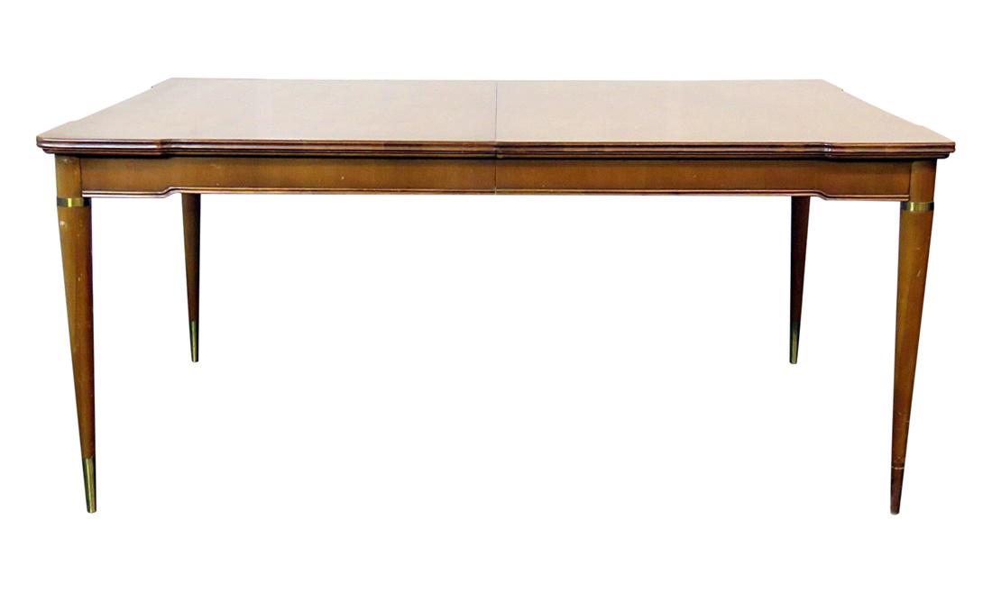 ROBSJOHN-GIBBINGS DINING ROOM TABLE: 29 1/2"h x 66"w x 44"d. Three 18" leaves.