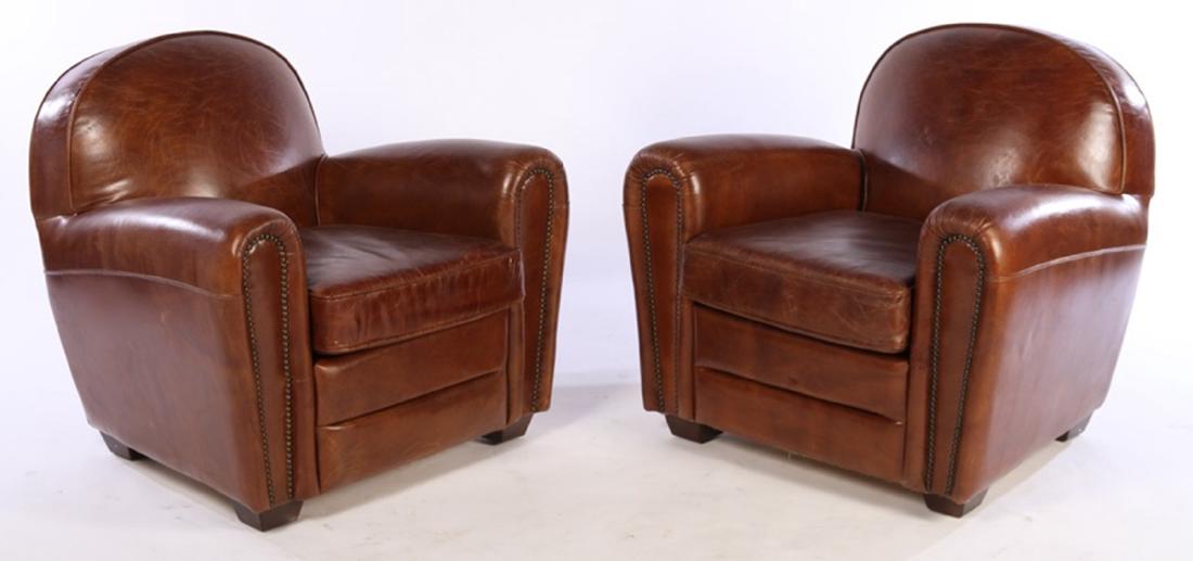 Pair FRENCH ART DECO STYLE  CLUB CHAIRS (1 of 4)