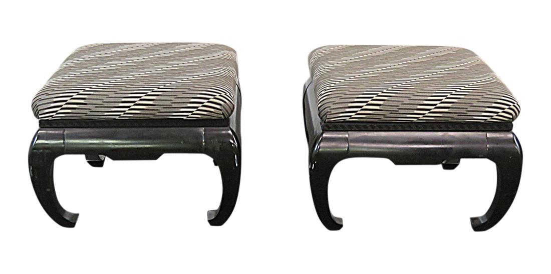 Pair SPRINGER STYLE ASIAN INFLUENCED OTTOMANS (1 of 4)