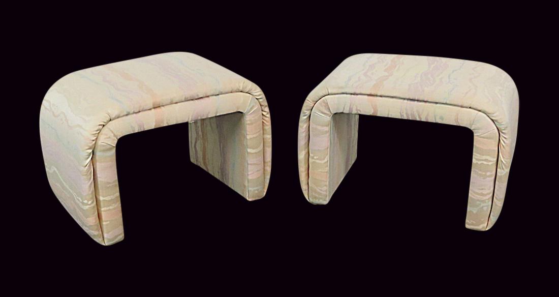 Pair KARL SPRINGER STYLE STOOLS (1 of 4)