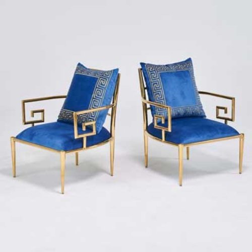 Pair GREEK KEY CHAIRS (1 of 5)
