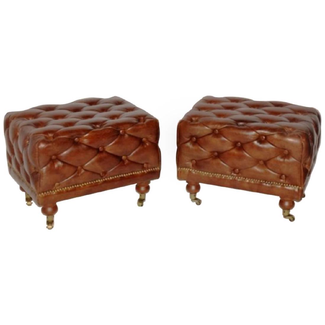 Pair CHESTERFIELD STYLE FOOT STOOLS (1 of 2)