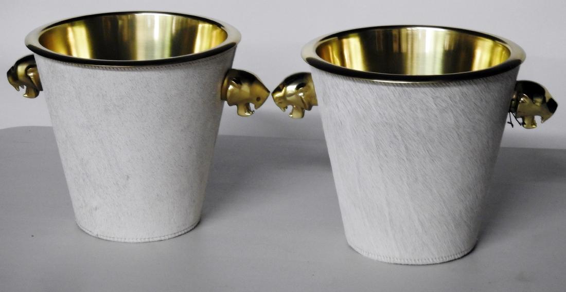REGENCY MODERN WINE COOLERS: Brass inserts. Brass panther heads. Hyde covered. 9.5" h x 12 1/2" w x 10" d