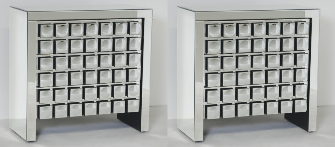 Pair MODERN DESIGN MIRRORED CHESTS (1 of 3)