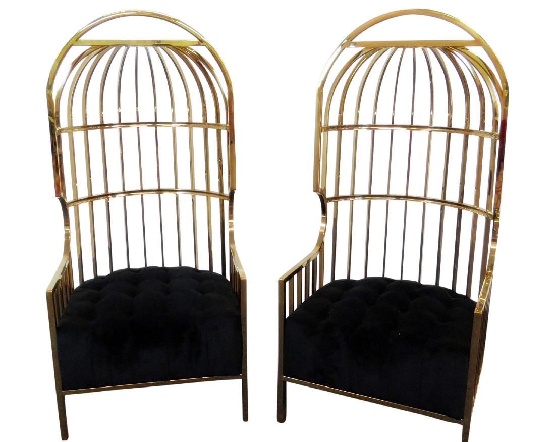 Pair BRASS PORTERS CHAIRS (1 of 3)