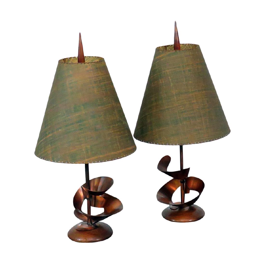 HARRY BALMER COPPER BRUTALIST TABLE LAMPS (1 of 3)