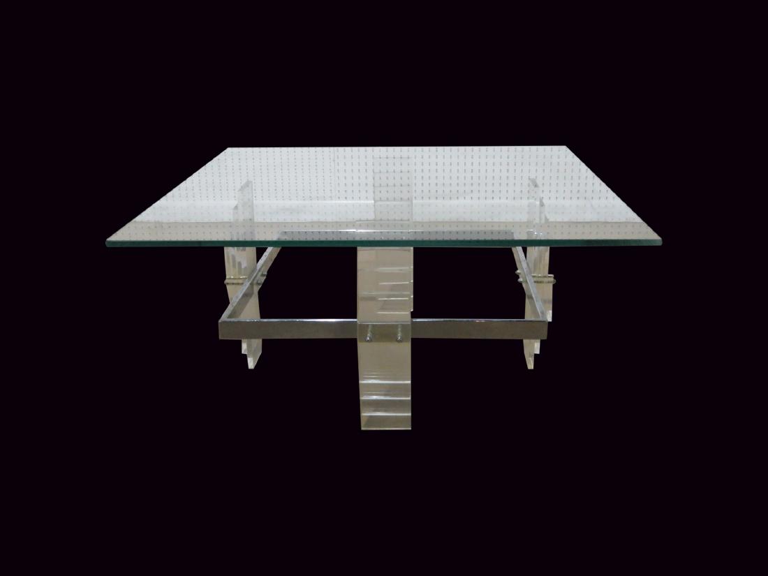 CHROME & LUCITE COFFEE TABLE manner HOLLIS JONES (1 of 5)