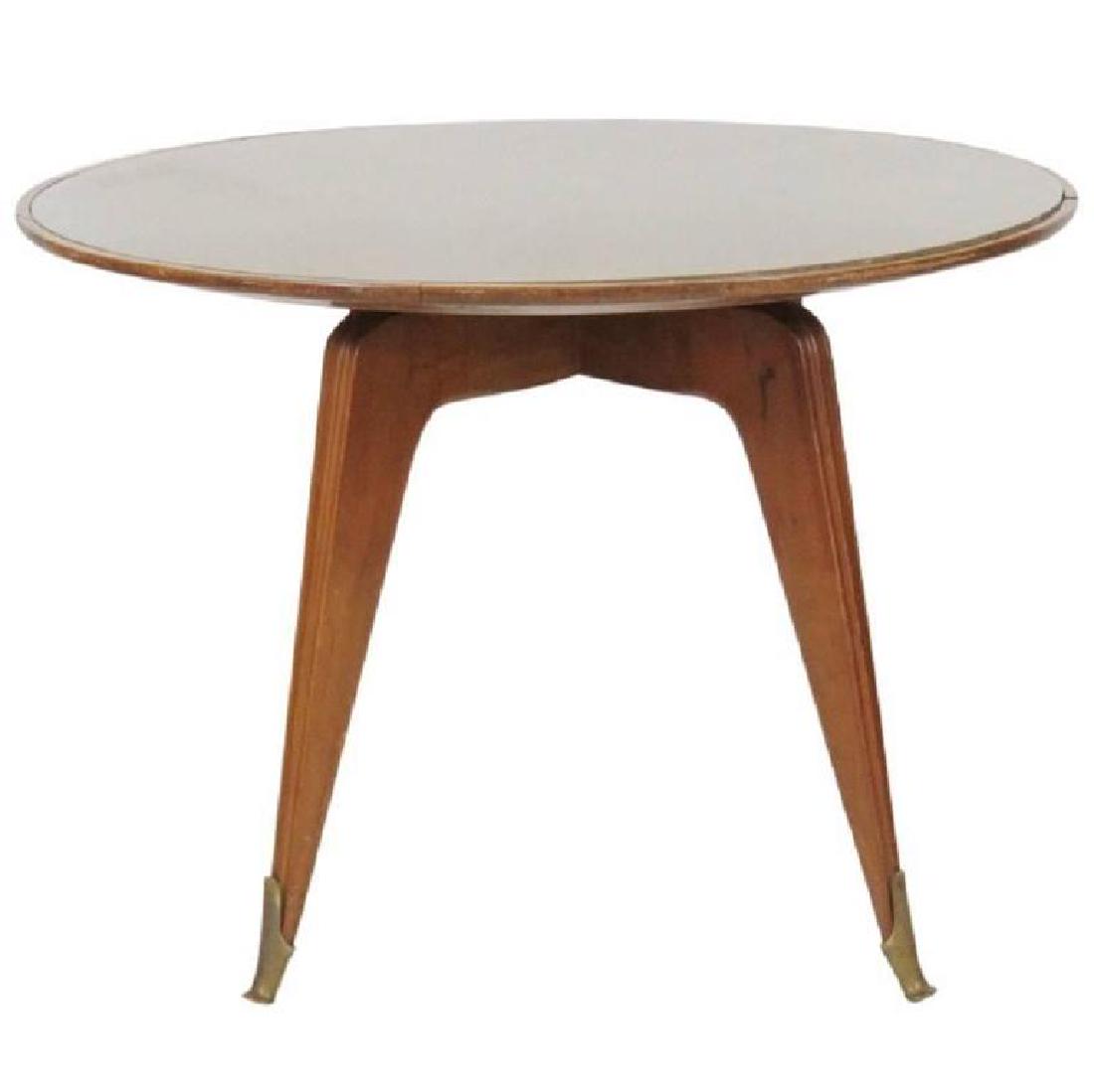 BUFFA STYLE ROSEWOOD GLASS TOP DINING TABLE (1 of 4)