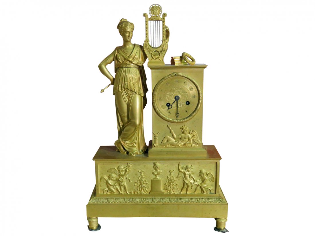 19TH C. FRENCH EMPIRE BRONZE CLOCK (1 of 9)