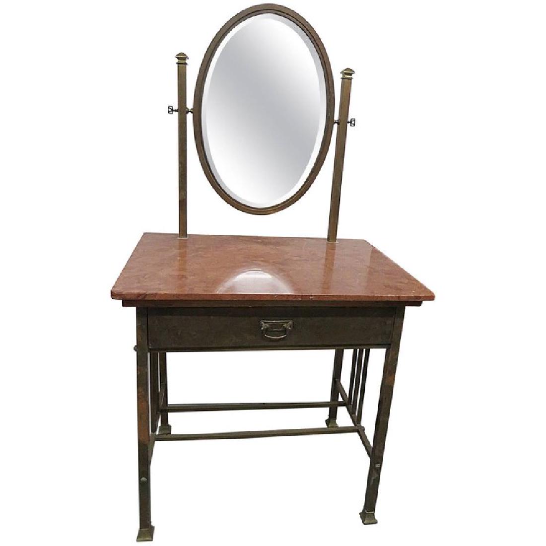 BRASS DECO STYLE VANITY w MIRROR (1 of 9)