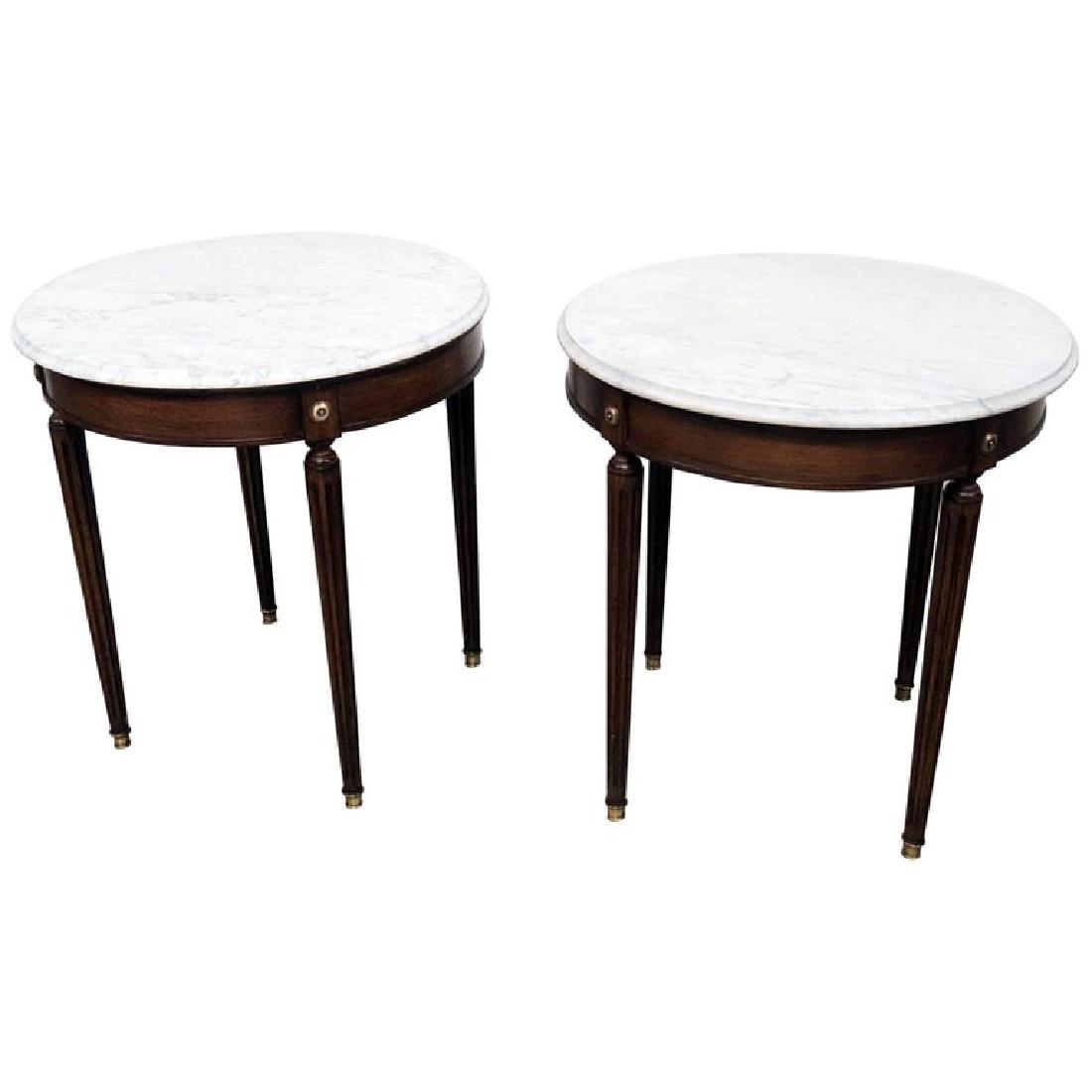 Pr BOUILLOTTE STYLE MARBLE TOP END TABLES (1 of 9)