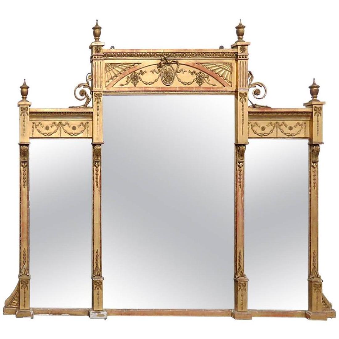 19TH C.  ADAMS STYLE THREE PANEL MIRROR (1 of 7)