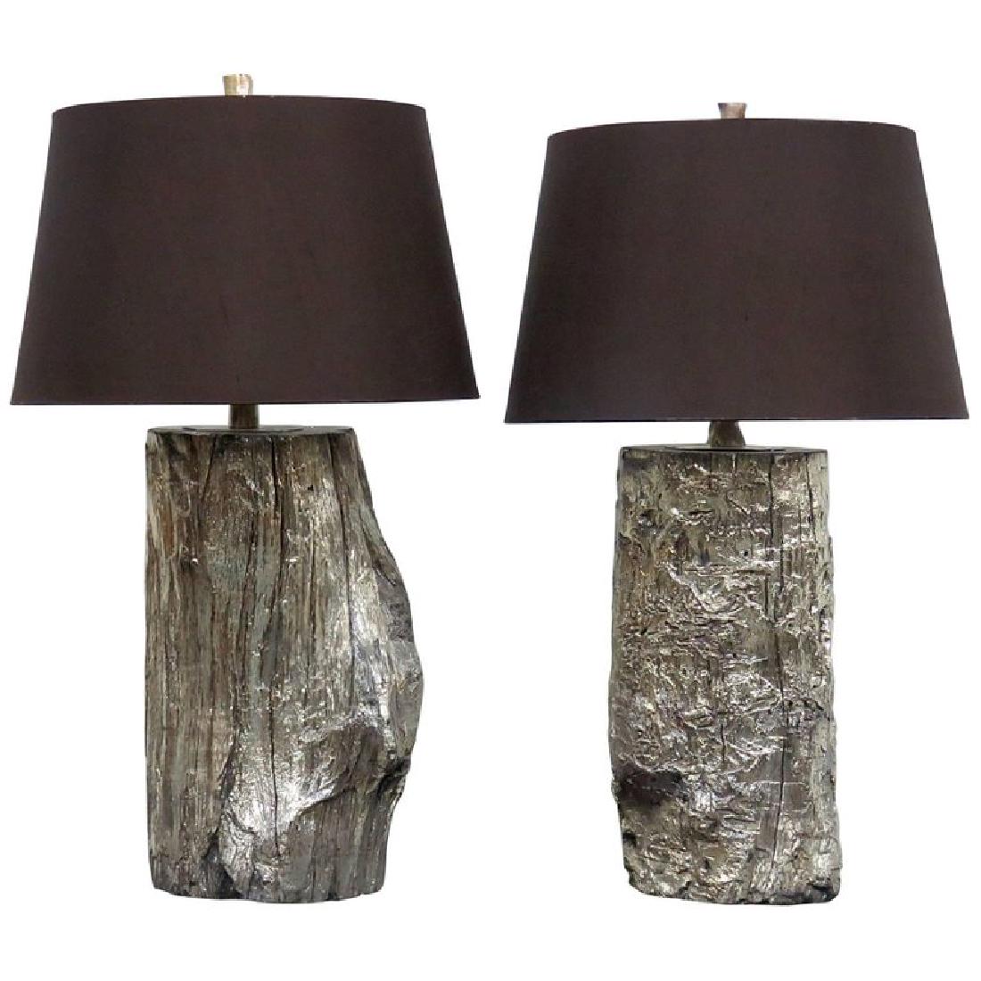 Pr SILVER GILT DRIFTWOOD LAMPS (1 of 10)
