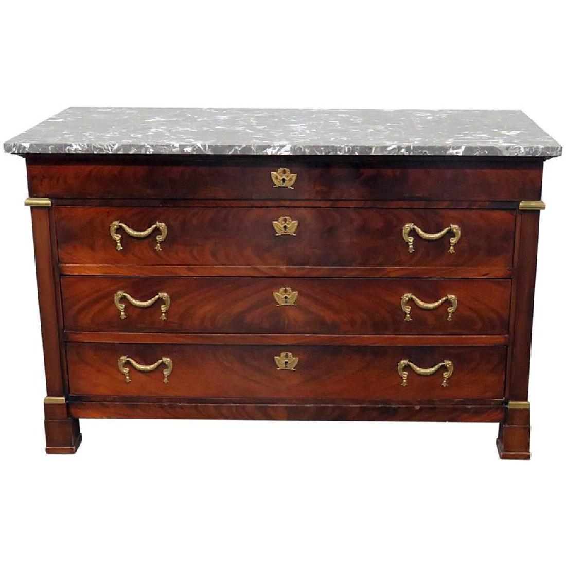 FRENCH EMPIRE STYLE MARBLE TOP COMMODE (1 of 6)