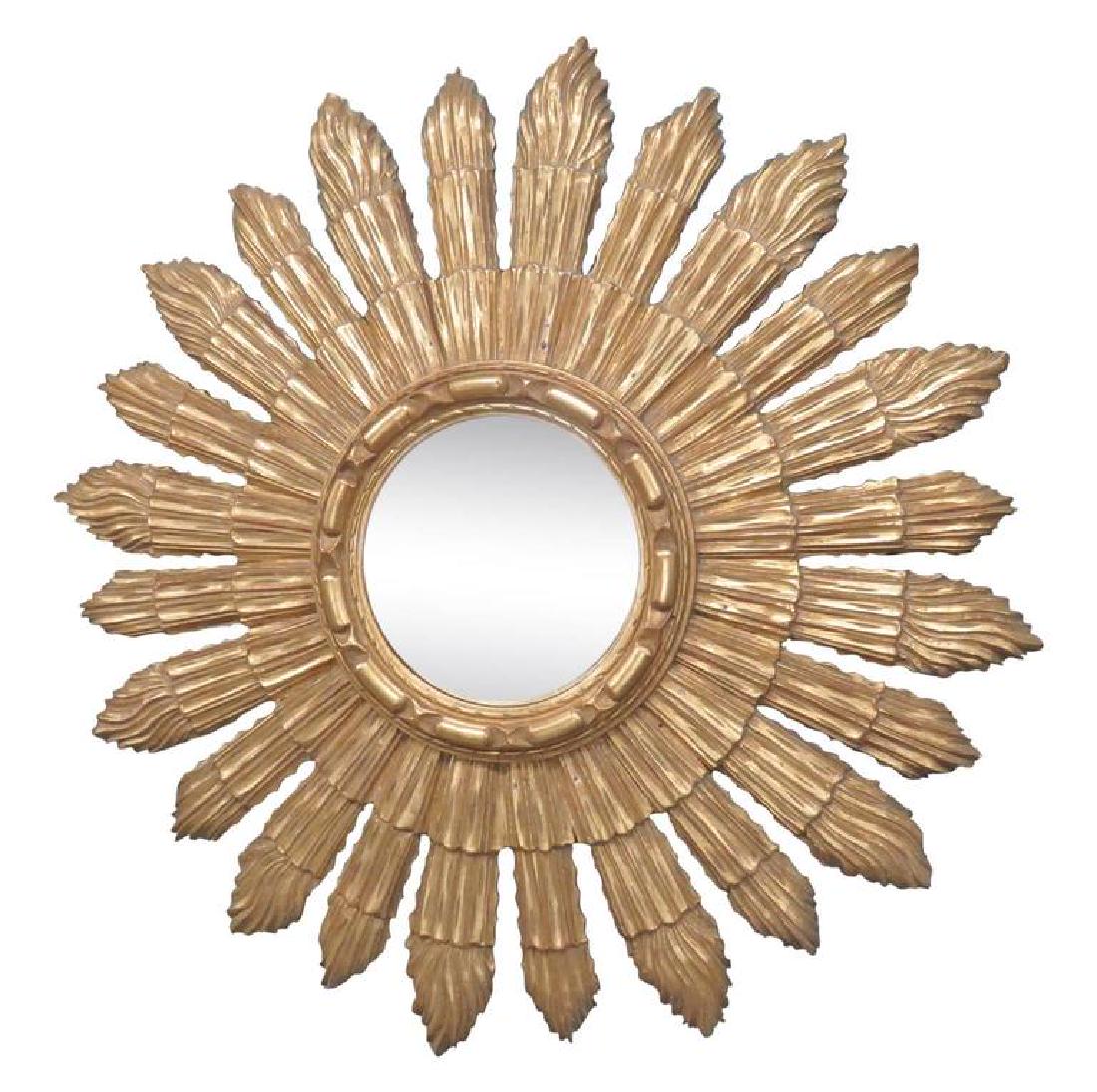 GILT CARVED WOOD CONVEX MIRROR (1 of 5)