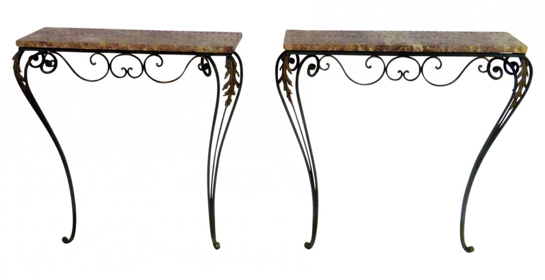 Pair MARBLE TOP CONSOLE TABLES (1 of 11)