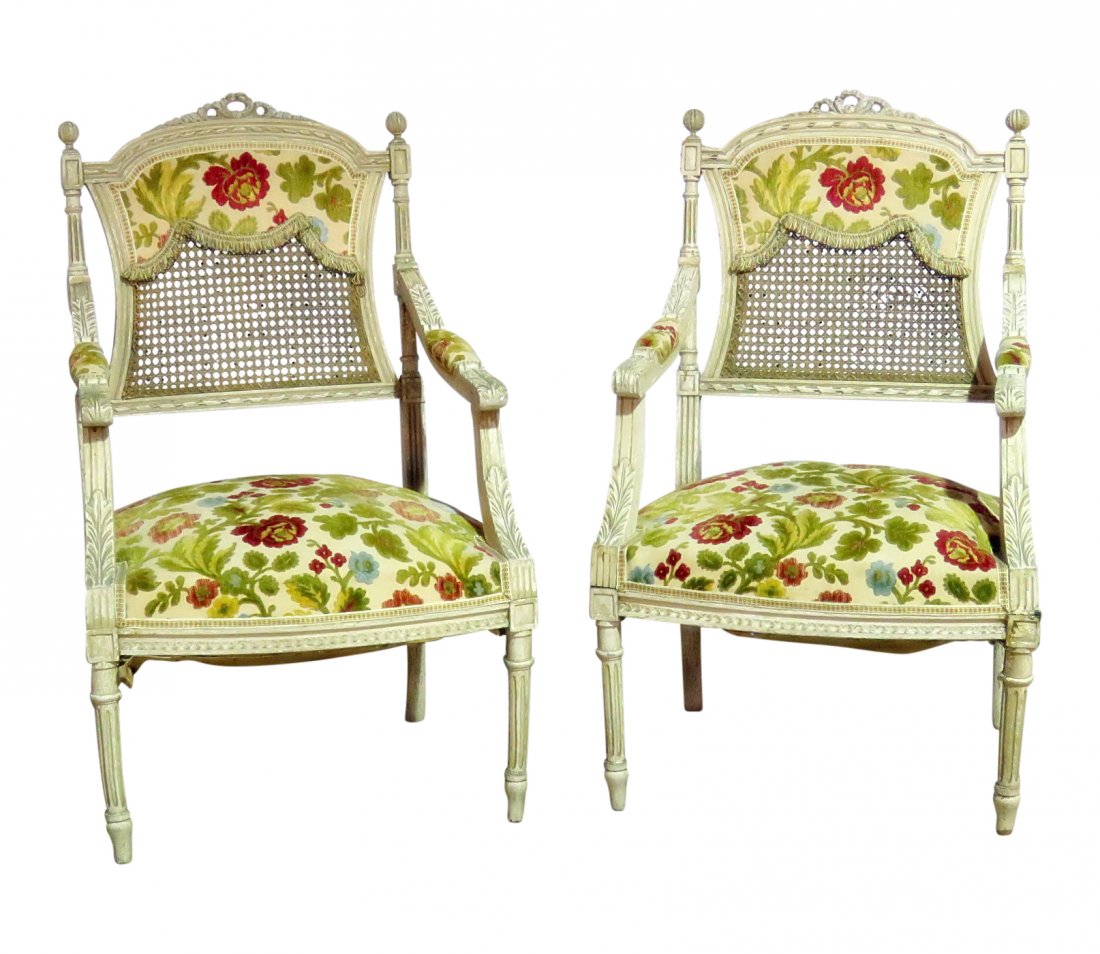 Pair LOUIS XVI STYLE ARM CHAIRS (1 of 9)
